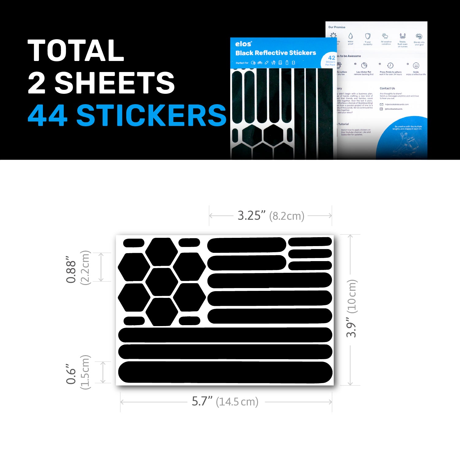 10x Reflective Stickers – Black Reflectic Reflex Circles, High-Visibility Safety Decals For Cars, Bikes, Helmets